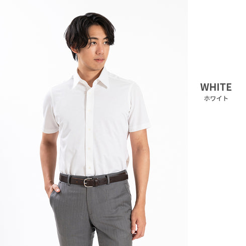 【日本製】 ワイシャツ メンズ ビジネス 半袖 形態安定 ノンアイロン 綿100% 無地 レギュラーカラー イージーフォーマルシャツ サックス(SHKN25-102-sa)